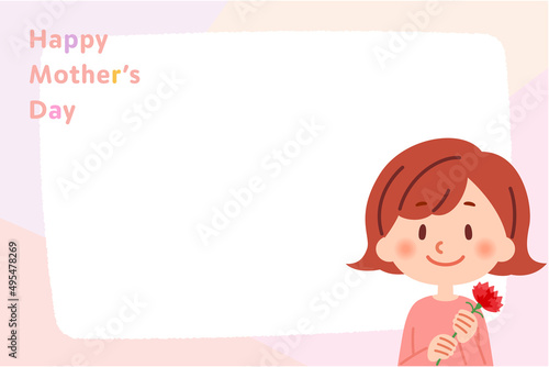 母の日イラストフレーム背景　文字あり