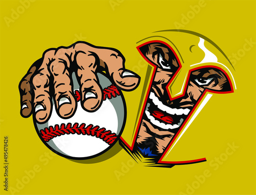 greek spartan mascot holding baseball for school, college or league