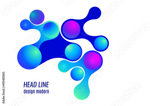 Colored gradient bubbles and rounded geometric shapes, fluid on white. Geometric minimal abstract background for wallpaper, banner, background, landing page. Vector