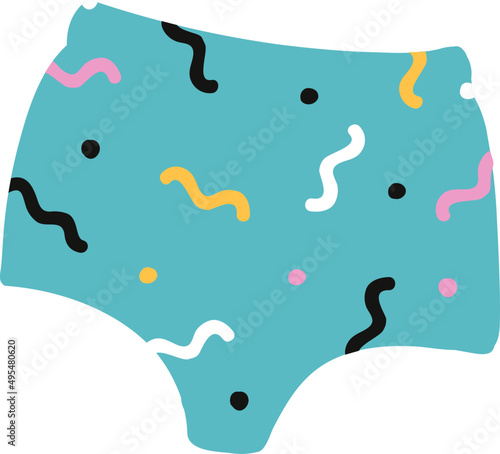 High Waisted Women Panties or Swimsuit Colored Illustration