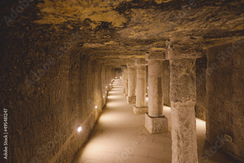 Canvastavla Inside View of the Brick Walls and Stone Columns of the Ancient Step Pyramid of