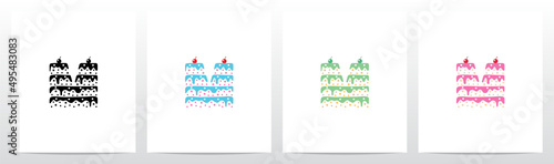 Multilevel Cake Letter Logo Design M