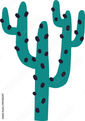 Cactus with Flowers Cartoon Illustration