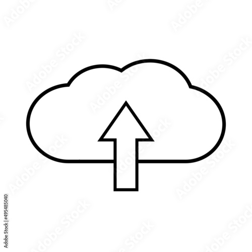 Internet upload icon. Web cloud and upward arrow . Vector Illustration