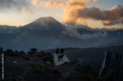 Contemplando el ocaso en el mirador Pata Choike. Volcan Lonquimay y Volcan Tolhuaca photo