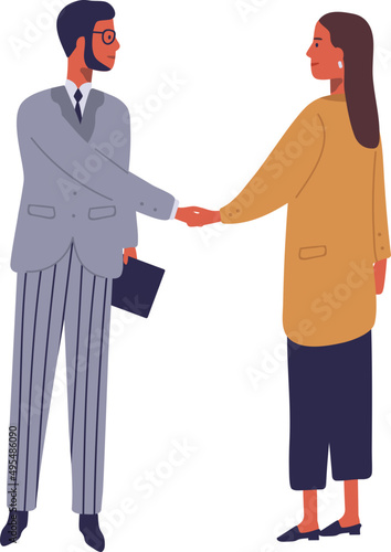 Business People Shaking Hands Cartoon Illustration