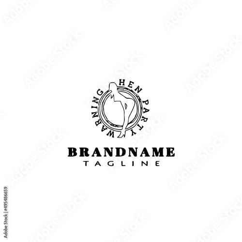 hen party logo cartoon template icon vector illustration