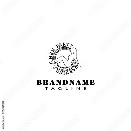 hen party logo cartoon template icon vector illustration
