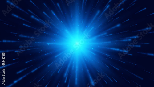 Blue star. High speed. Abstract explosion background. Vector illustration.
