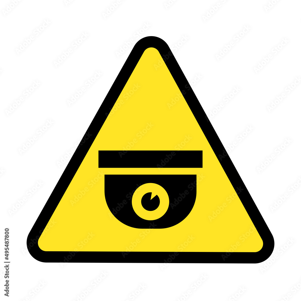 Cam Icon or Video surveillance sign in yellow triangle Cam Icon or Video surveillance sign in yellow triangle