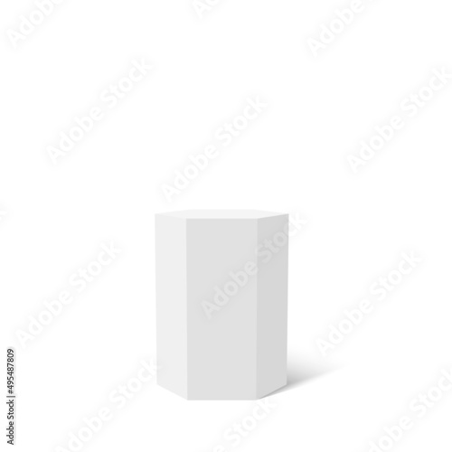 3d white hexagonal prism. Vector