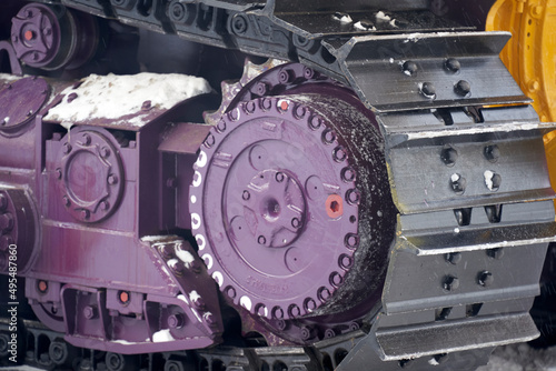 tractor tracks close-up in winter