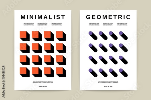 Geometric minimalist poster set. Modern bauhaus backgrounds swiss style. Vector art prints