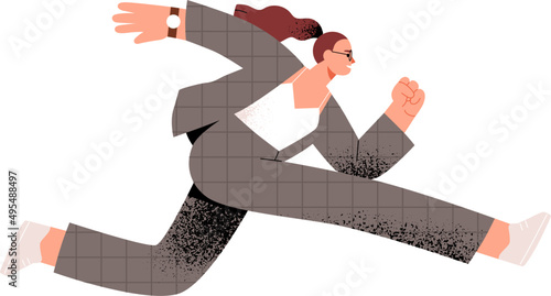 Business Woman Running Cartoon Illustration