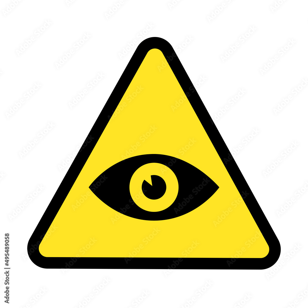 Eye or Video surveillance sign in yellow triangle Eye or Video surveillance sign in yellow triangle