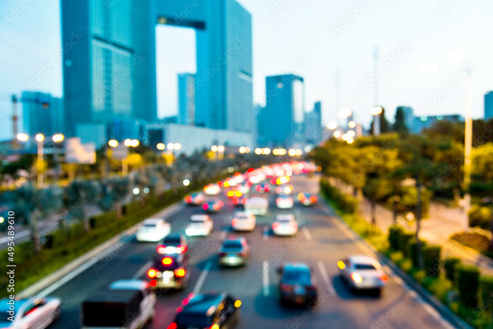 Fototapeta premium Blur traffic lights on the street