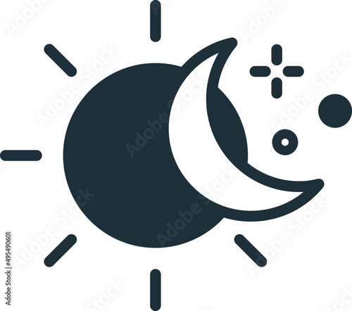 Sun and Moon Icon Line Art Illustration
