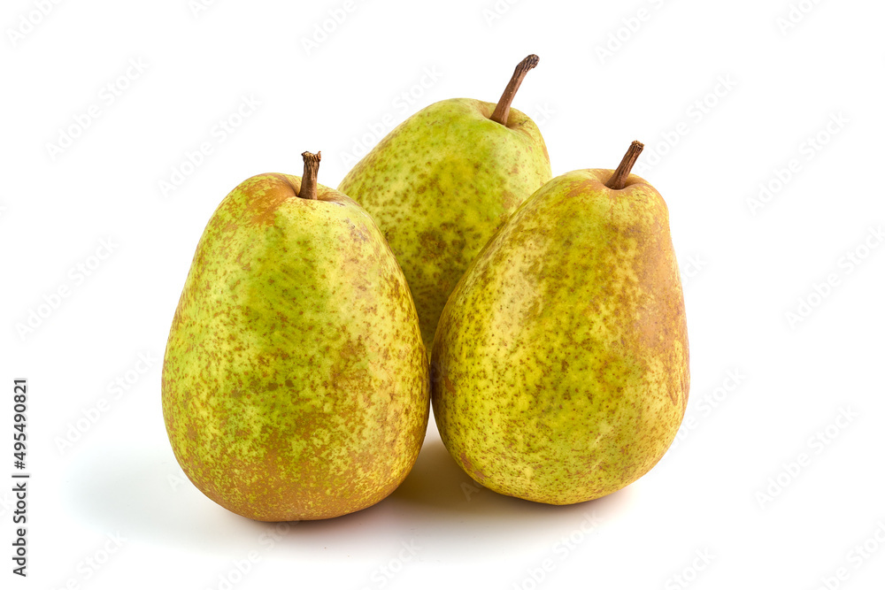 Juicy fresh ripe Williams pears, isolated on a white background.