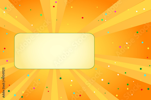 Blank for invitation card for a party or birthday, orange with confetti and place for text