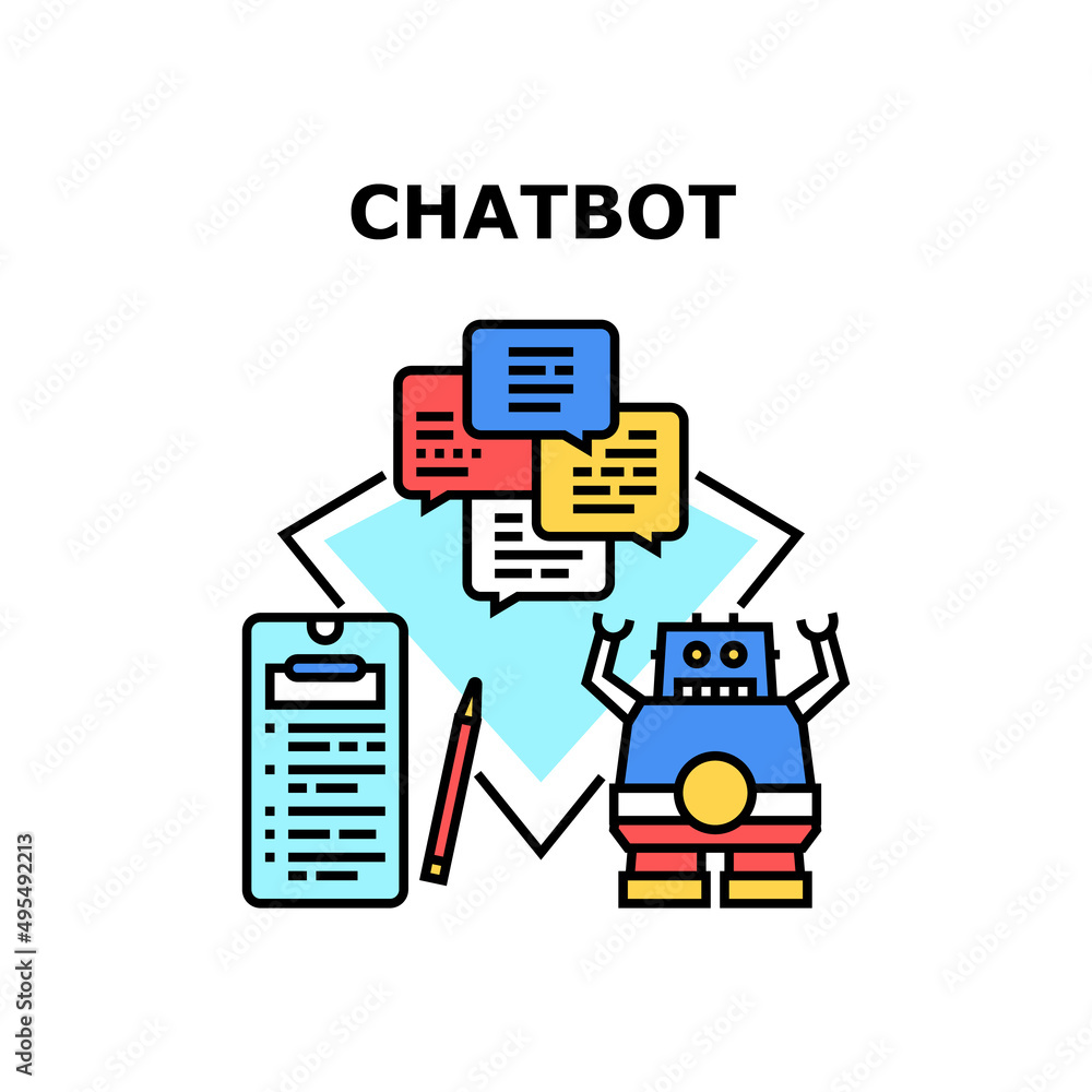 Chatbot System Vector Icon Concept. Online Chatbot System For Supporting And Consulting Customer On Internet Web Site Or Store Service. Chatting With Bot, Roboting Consultation Color Illustration