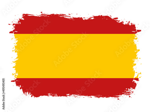 flag of Spain on brush painted grunge banner - vector illustration