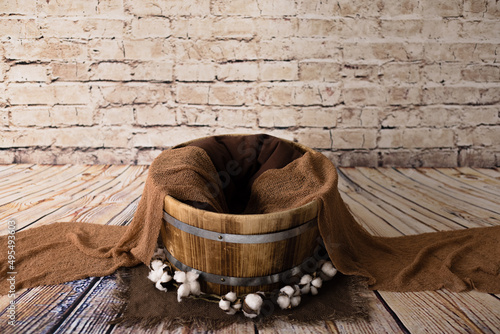 brown nest, digital photography background for newborn and baby.	