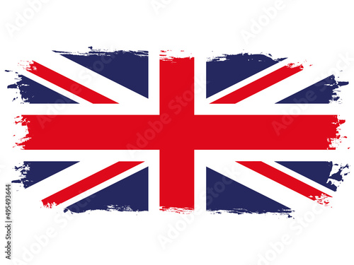 flag of United Kingdom on brush painted grunge banner - vector illustration
