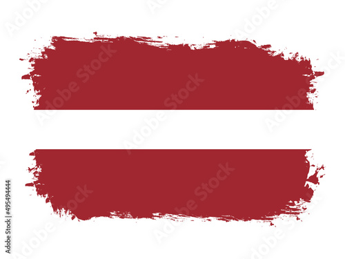 flag of Latvia on brush painted grunge banner - vector illustration