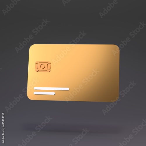 Gold card on a black background. 3D rendering