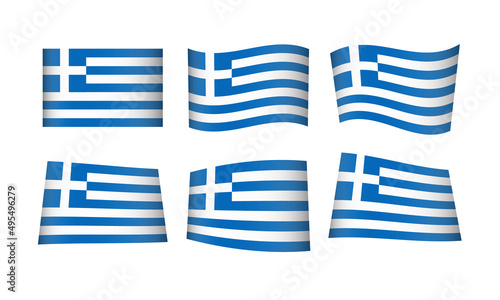Greece Flag Set Greek Flags National Symbol Banner Icon Vector Stickers Europe Republic Kingdom Athens Hellenic Wave Flags Country State Day Emblem Wavy Realistic Independence Culture Nation EU