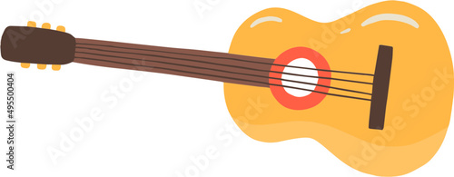 Classic Cuban Guitar Cartoon Illustration