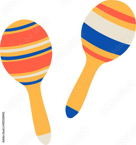 Pair of Cuban or Mexican Maracas Cartoon Illustration