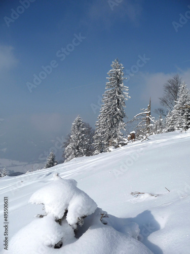 Winter mountain tour to Hornle mountains  Bavaria  Germany