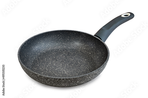 Fototapeta black fry pan over white background