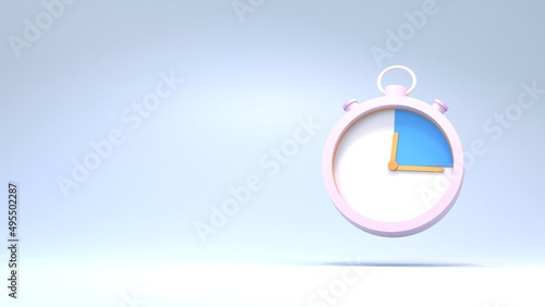 Stopwatch on a light background. 3d rendering.
