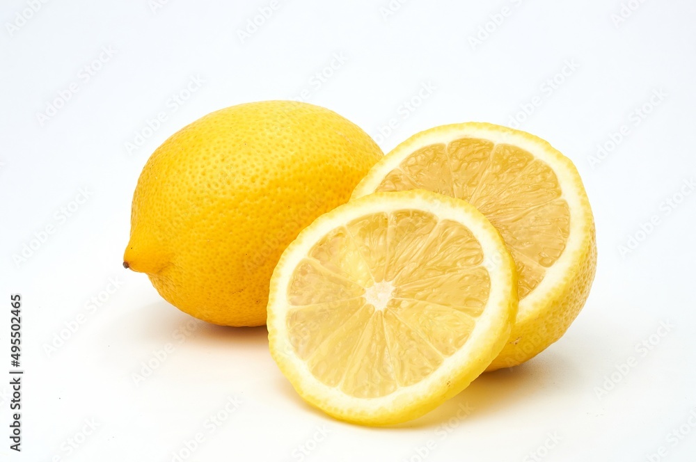 Ripe yellow lemon on white background