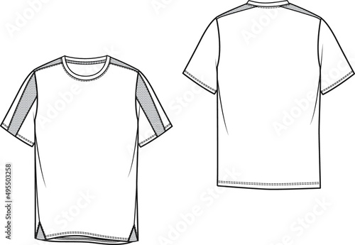 mens shorts sleeve t-shirts , technical drawing activewear design
