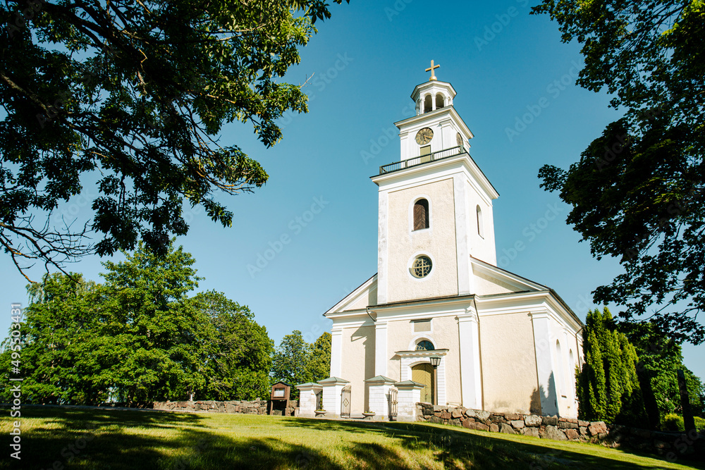 Naklejka premium Sweden, Atvidaberg, Exterior of Bjorsaters church