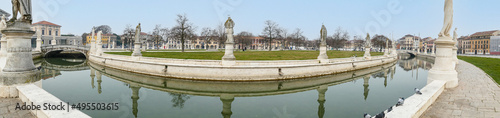 Extra wide view of the beautiful square of Prato della Valle in Padua