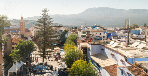 Morocco, Chefchaouen, View of old town