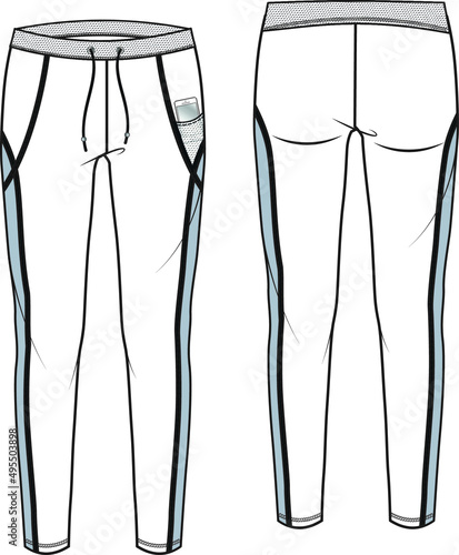 women legging technical drawing , pants sketch