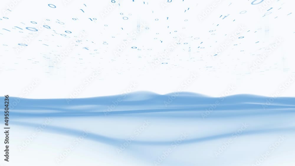 Artistic binary numbers looping with waves on white background. Artistic binary numbers looping with waves on white background.