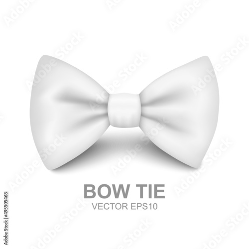 Valokuva Vector 3d Realistic White Bow Tie Icon Closeup Isolated on White Background