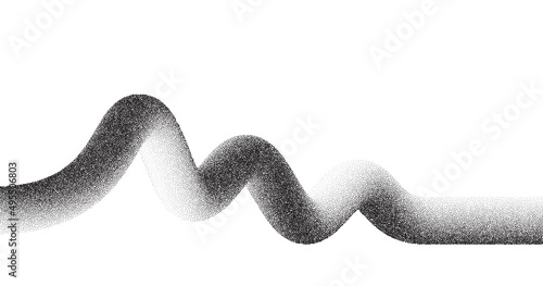 Dotwork wave pattern vector background. Black grunge noise stipple dots 3d wave. Sand grain effect. Black dots grunge banner. Abstract zig zag shape noise dotwork pattern. Stochastic dotted vector