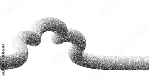 Dotwork wave pattern vector background. Black grunge noise stipple dots cloud. Sand grain effect. Black dots grunge banner. Abstract zig zag 3d shape noise dotwork pattern. Stochastic dotted vector