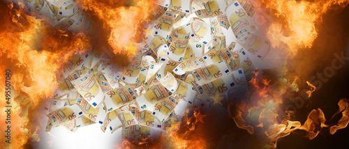 symbolic burning money. EUR...