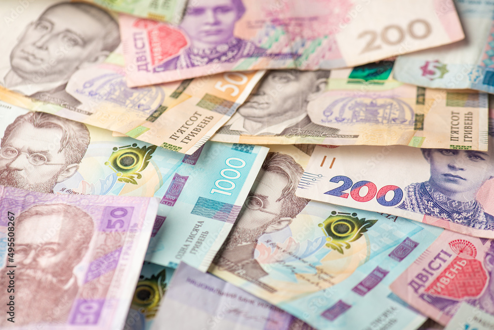 Photo of ukrainian currency a lot of hryvnia banknotes Photo of ukrainian currency a lot of hryvnia banknotes