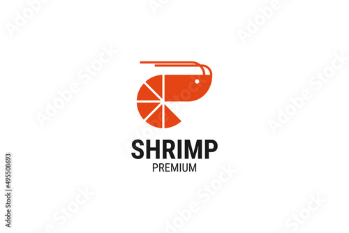 Flat shrimp logo design vector template