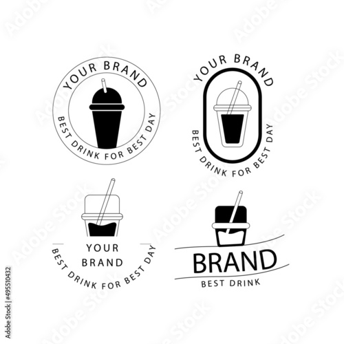 Bubble Tea Logo Boba Milk Shake Cute Icons for brand