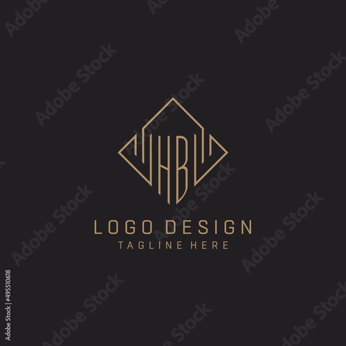Monogram HB with rhombus line logo style, Luxury elegant logo design ideas